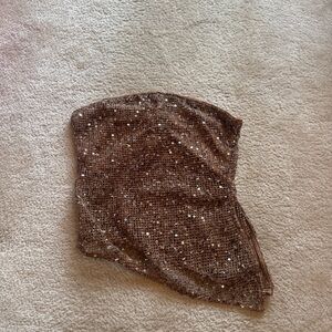 Sequin Knit Tunic Top in Bronze